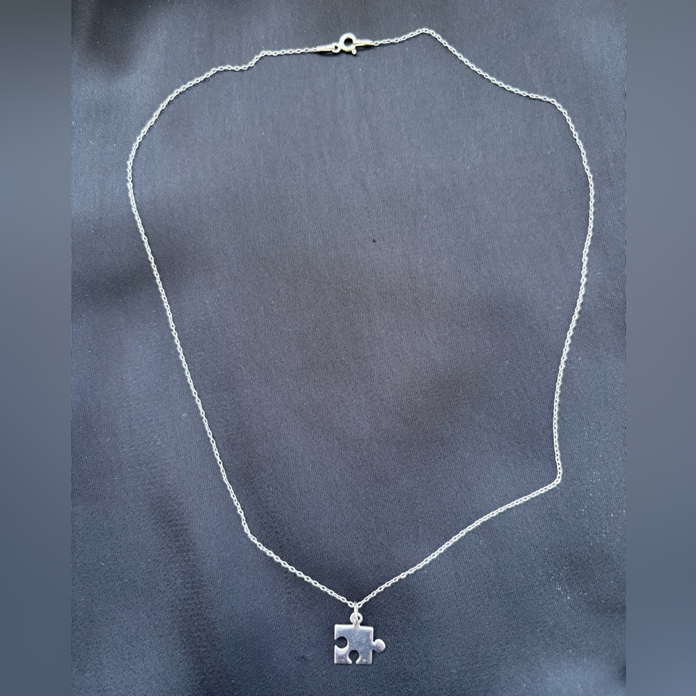 925 italian sterling silver necklace Puzzle Piece 18 inch
